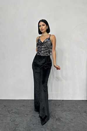 Gümüş Askılı Degaje Bluz