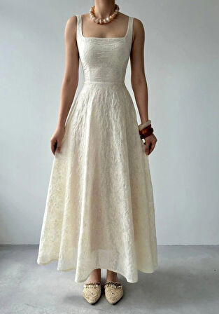 Cuper Çiçek Detaylı Elbise