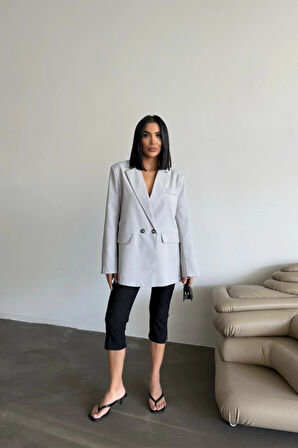 ARKAI YIRTAÇ DETAYI CEKET  Gri