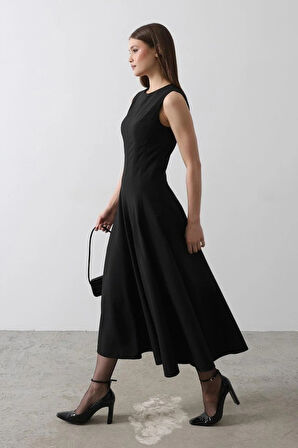 Kolsuz Uzun Elbise  Siyah