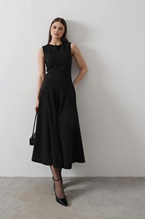 Kolsuz Uzun Elbise  Siyah