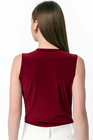 Kadın endy Kumaş Kruvaze Yaka Vatkalı Bluz