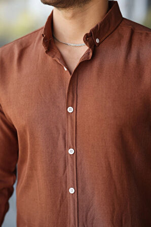 Erkek Uzun Kollu Regular ofya Keten Gömlek