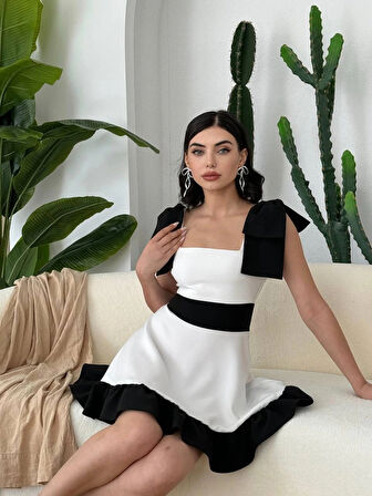 iron Omuz Fiyonklu Elbise