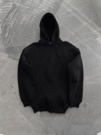 Kapşonlu Üç İplik Penye Basic weathirt  iyah