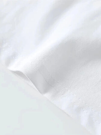 Baskılı Oversize Bisiklet Yaka Tshirt  Beyaz