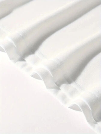 Baskılı Oversize Bisiklet Yaka Tshirt  Beyaz