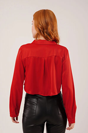 aten Crop odel Kırmızı Gömlek