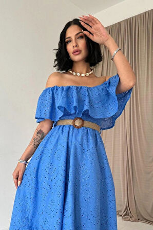 Bebe avi Omzu Lastikli Brode Elbise