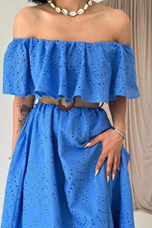 Bebe avi Omzu Lastikli Brode Elbise