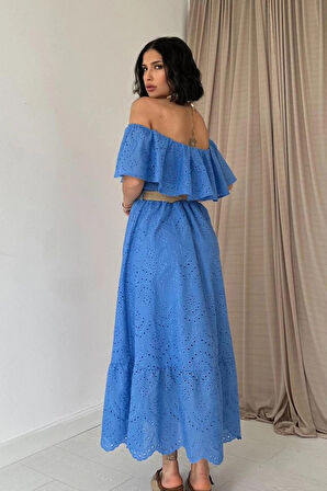 Bebe avi Omzu Lastikli Brode Elbise