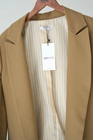 Astarı Çizgili Ceket  Vizon