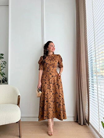 Moccah Yakası Bağlama Detaylı Elbise