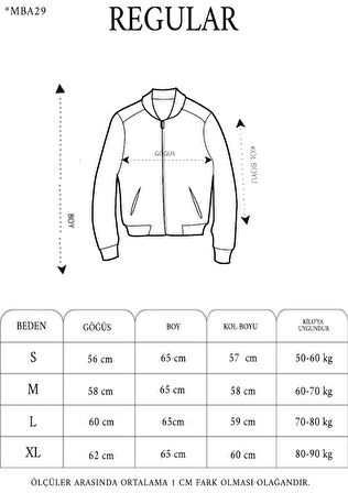 Unisex Uzun Kol Baskılı Bomber Ceket  iyah