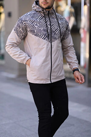 Unisex Kapüşonlu İçi Astarlı Yağmurluk  Bej