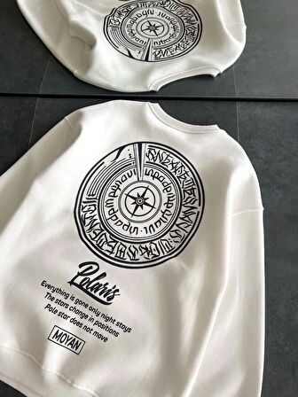 Kışlık Bisiklet Yaka Ön Ve Arka Baskılı weathirt  Beyaz