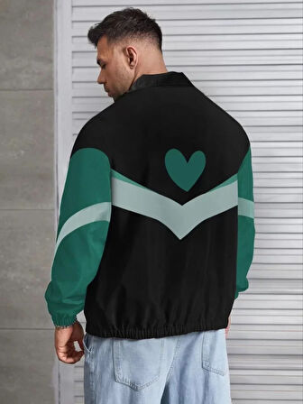 Unisex Uzun Kollu Paraşüt Kumaş Rüzgarlik  iyah