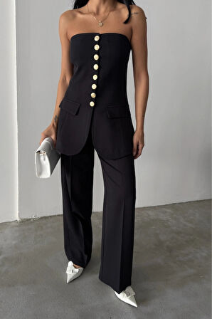 TAARIM GOLD DÜĞMELİ TRABLEZYELEK  iyah