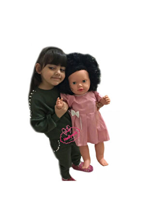 Oyuncak Büyük Boy Türkçe Konuşan Siyah Saçlı Et Bebek Oyun Arkadaşım 60 Cm
