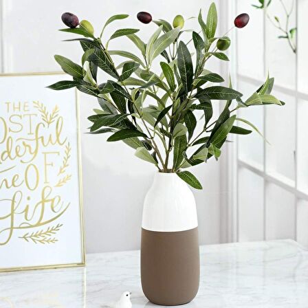 Yapay Zeytin Dalı 45cm 4 Meyveli Yapay Çiçek 