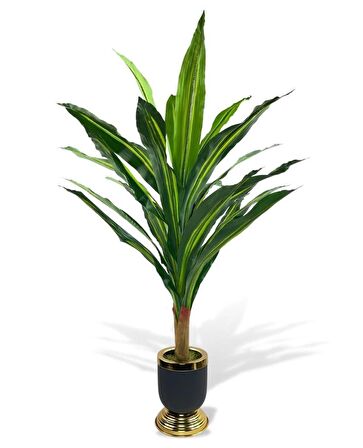 Yapay Çiçek Kılıç Yukka Ağacı 115cm Salon Bitkisi Siyah Gold Galvaniz Vazoda