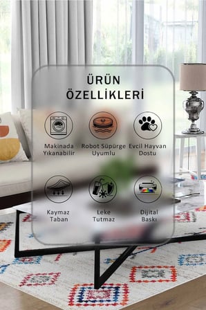 Yıkanabilir Kaymaz Taban Dijital Baskılı Halı ve Yolluk – Leke Tutmaz Salon & Mutfak Halısı