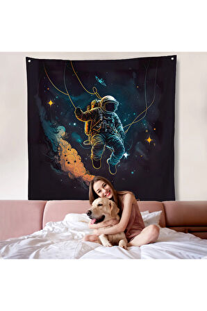 Uzayda Sallanan Astronot Duvar Örtüsü-8312