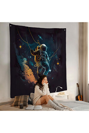 Uzayda Sallanan Astronot Duvar Örtüsü-8312