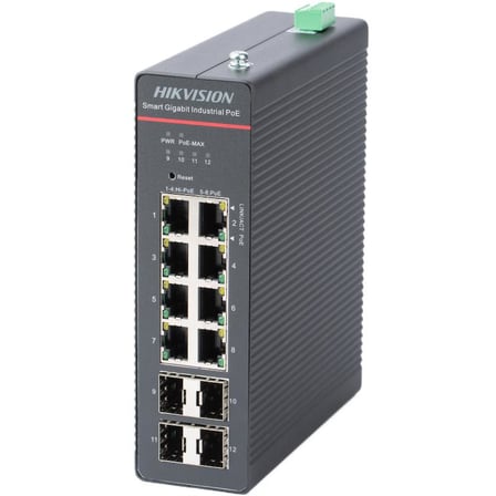 Hikvision Ds-3T1512Hp-Sı-8P4F 8 Port+ 4 Port Gigabit Sfp 240W Endüstriyel Switch