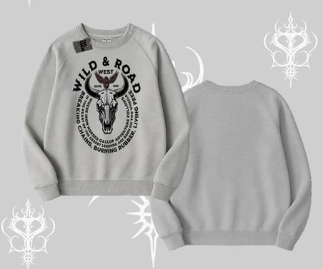 Biskilet Sweatshirt Wild & Road Western Skull Biker Street Culture