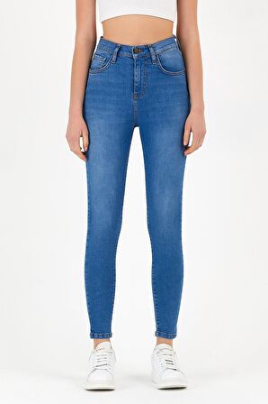 Explode - Kadın Açık Mavi Yüksek Bel Skinny Jeans Açık Mavi