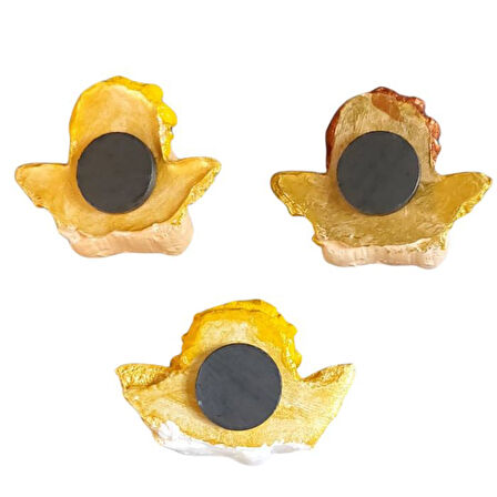 Uretti - Ayşe 7362 5742 El Yapımı 3'lü Sevimli Melek Magnet Seti - 4 x 5 cm