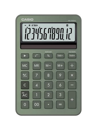 Casio Ms-200Dq-Gn 12 Hane Puslu Yeşil Üstü Hesap Makinesi