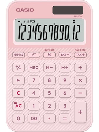 Casio Ms-20Yc-Lp 12 Hane Açık Pembe Masa Üstü Hesap Makinesi