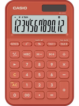 Casio Ms-20Yc-Rd 12 Hane Kırmızı Masa Üstü Hesap Makinesi