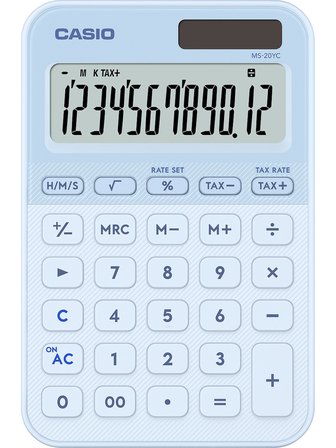 Casio Ms-20Yc-Lb 12 Hane Açık Mavi Masa Üstü Hesap Makinesi