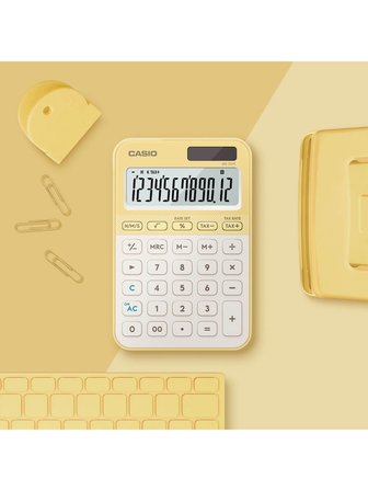 Casio Ms-20Yc-Ly 12 Hane Pastel Sarı Krem Masa Üstü Hesap Makinesi