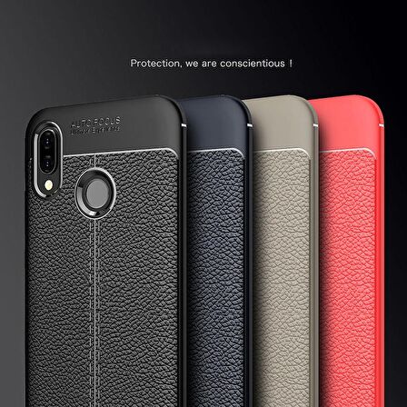 Gpack Samsung Galaxy A20 Kılıf Niss Silikon Deri GörünümlüNano Glass