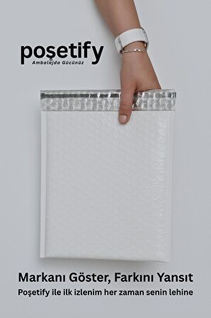 Balonlu Beyaz Kargo Poşeti 35x45+5 cm | 140 gr Bantlı Patpatlı Kargo Poşeti | 10’li E-Ticaret Poşeti