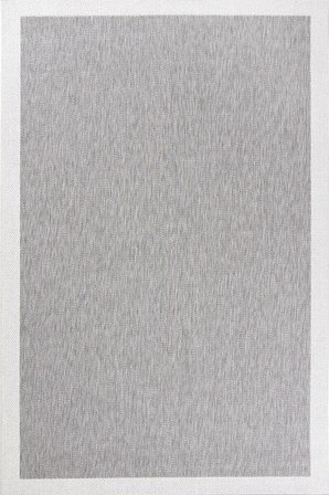 Hoom Rugs Lora 3205 Gri Çerçeveli Pamuk Taban Hav Toz Vermez Sisal Halı
