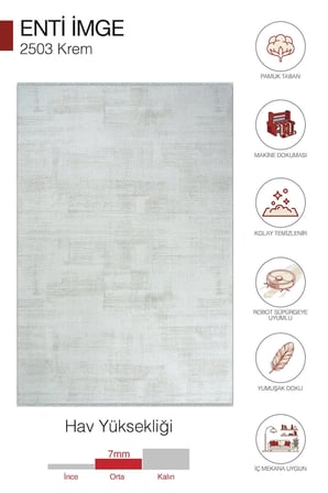 Hoom Rugs İmge 2503 Krem Geometrik Desenli Akrilik Salon Halısı