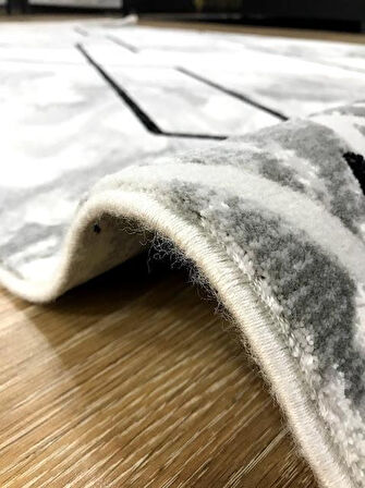 Hoom Rugs Asperos 4388 B Gri Siyah Modern Salon Halısı
