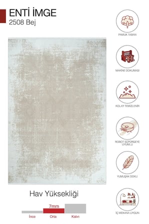 Hoom Rugs İmge 2508 Bej Etnik Desenli Modern Akrilik Salon Halısı