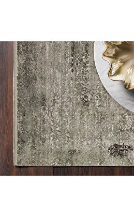 Hoom Rugs Franko Dyed FSD 01 D. Green Viskon & Akrilik Yüksek Dokulu Modern Salon Halısı