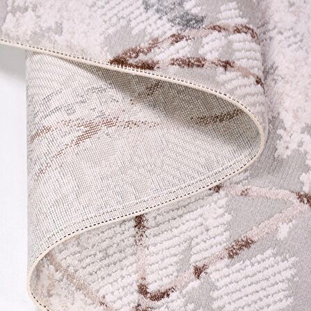 İpek Mekik Halı Filiya 11254 Krem Gri Modern Salon Halısı