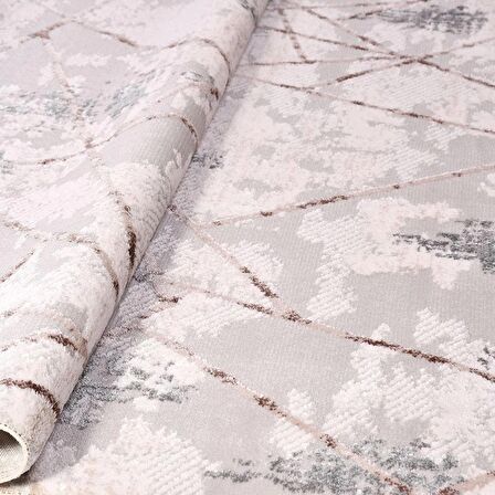 İpek Mekik Halı Filiya 11254 Krem Gri Modern Salon Halısı