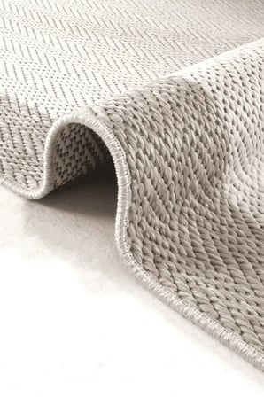 Hoom Rugs Lora 3204 Bej Çerçeveli Pamuk Taban Hav Toz Vermez Sisal Halı