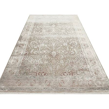 Hoom Rugs Babylon BBL 02 Rayon Viskon Eskitme Desenli Gri Vintage Salon Halısı
