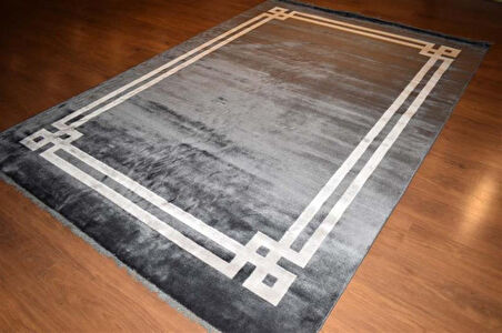 Hoom Rugs York 201 Antrasit Çerçeveli Modern Salon Halısı