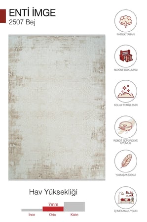 Hoom Rugs İmge 2507 Bej Vintage Desenli Akrilik Salon Halısı